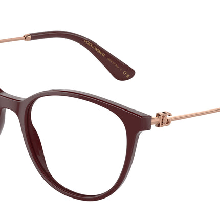 DOLCE & GABBANA DG3363 Butterfly Eyeglasses  3091-Bordeaux 54-145-18 - Color Map Red