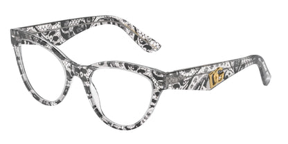 DOLCE & GABBANA DG3372 Butterfly Eyeglasses  3287-Black Lace 52-145-20 - Color Map Black