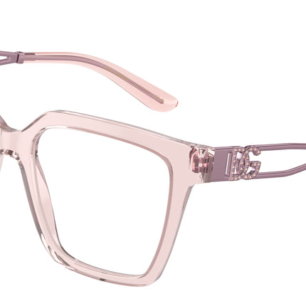 DOLCE & GABBANA DG3376B Square Eyeglasses  3148-Transparent Rose 53-140-18 - Color Map Pink