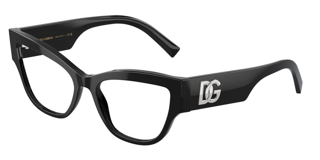 DOLCE & GABBANA DG3378 Cat Eye Eyeglasses  501-Black 55-145-17 - Color Map Black