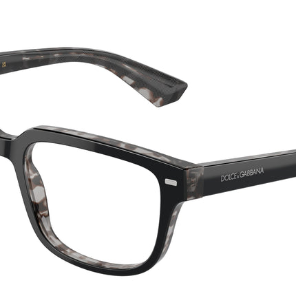 DOLCE & GABBANA DG3380 Square Eyeglasses  3403-Black On Grey Havana 54-145-18 - Color Map Black