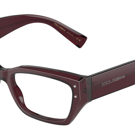 DOLCE & GABBANA DG3387 Rectangle Eyeglasses  3045-Transparent Violet 53-145-16 - Color Map Violet