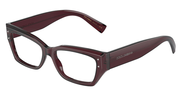 DOLCE & GABBANA DG3387 Rectangle Eyeglasses  3045-Transparent Violet 53-145-16 - Color Map Violet