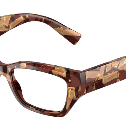 DOLCE & GABBANA DG3387 Rectangle Eyeglasses  3462-Pearl Havana Brown 53-145-16 - Color Map Brown
