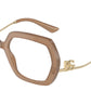 DOLCE & GABBANA DG3390B Irregular Eyeglasses  3437-Opal Beige 56-145-18 - Color Map Brown