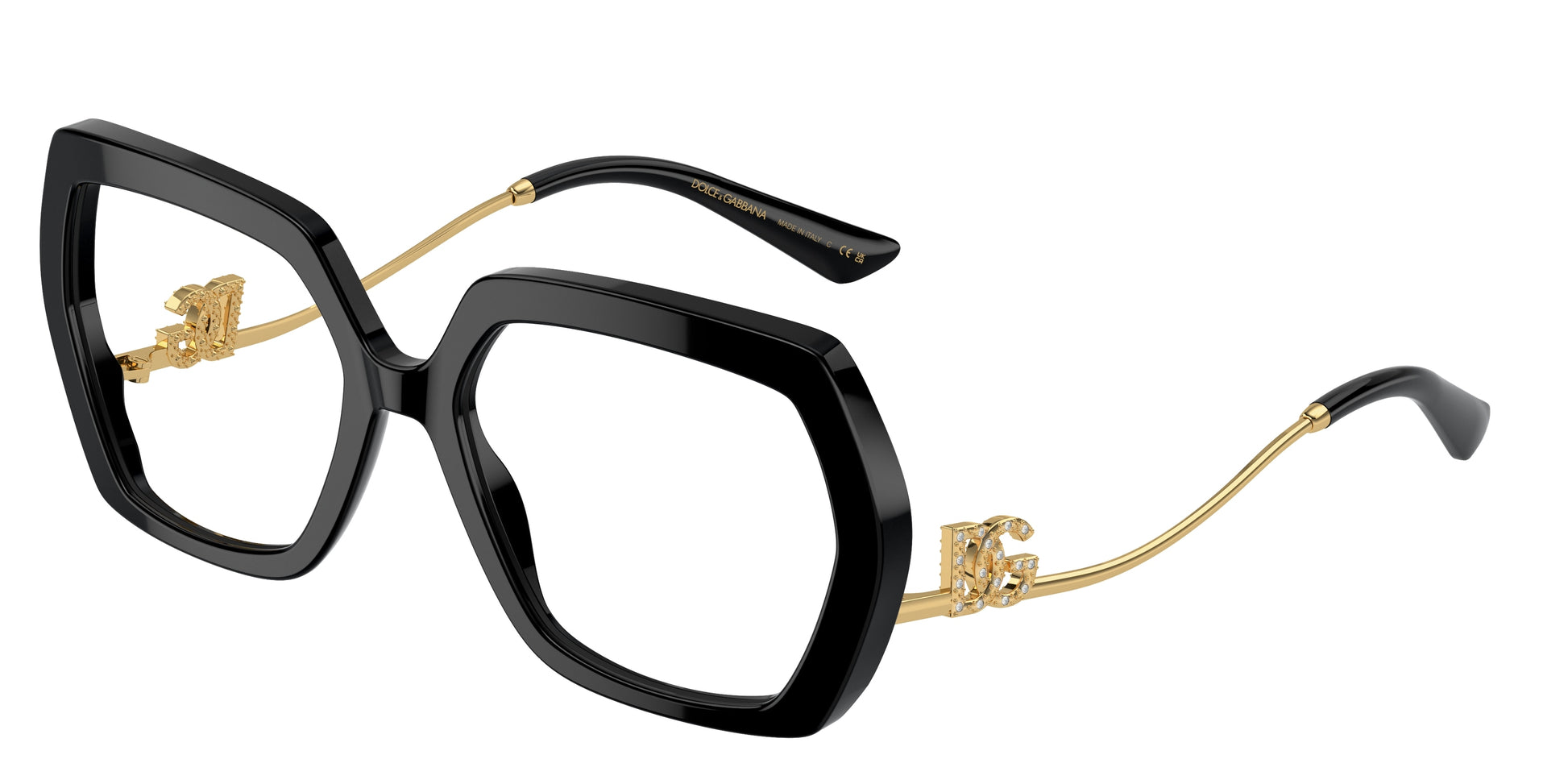 DOLCE & GABBANA DG3390B Irregular Eyeglasses  501-Black 56-145-18 - Color Map Black