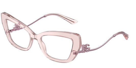 DOLCE & GABBANA DG3391B Cat Eye Eyeglasses  3148-Transparent Rose 56-145-19 - Color Map Pink