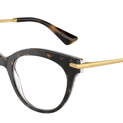 DOLCE & GABBANA DG3392 Butterfly Eyeglasses  3217-Havana On White Barrow 52-145-20 - Color Map Tortoise