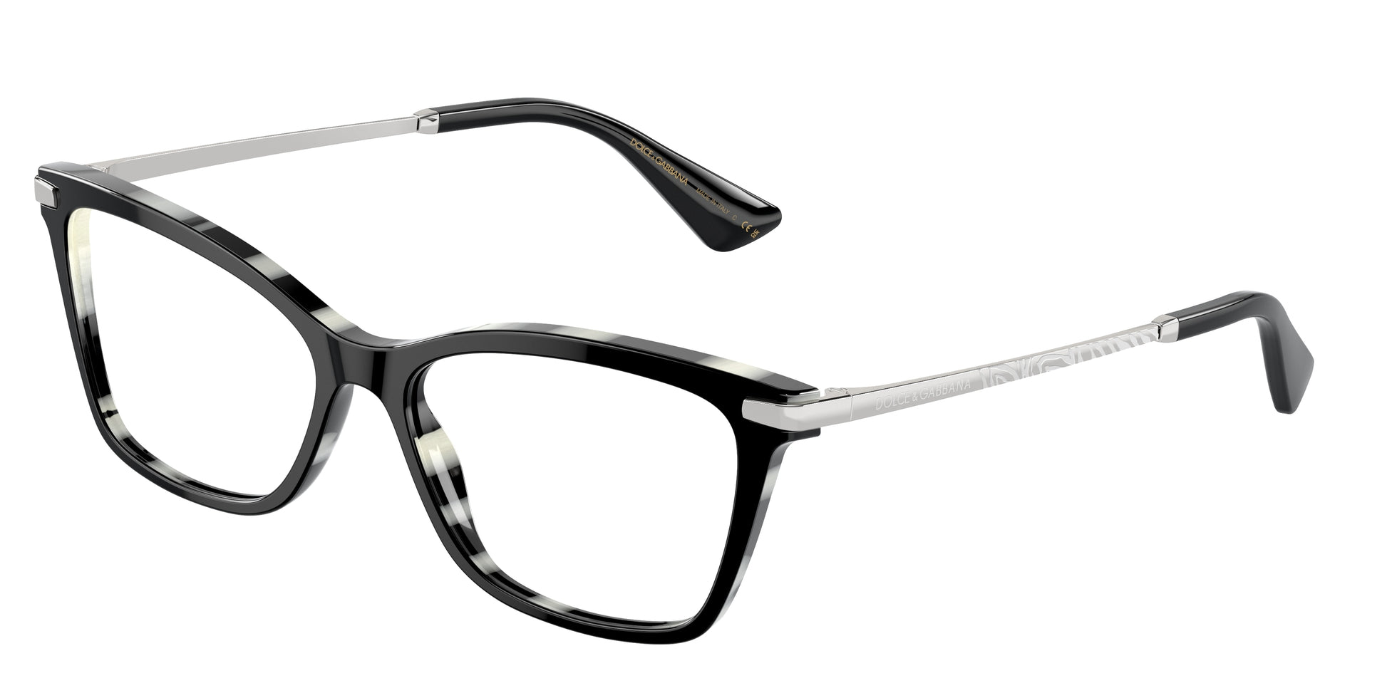 DOLCE & GABBANA DG3393 Rectangle Eyeglasses  3372-Black On Zebra 56-145-16 - Color Map Black