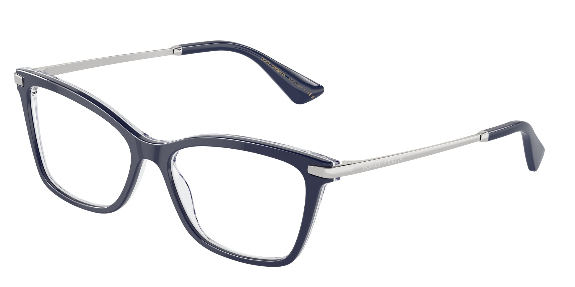 DOLCE & GABBANA DG3393 Rectangle Eyeglasses  3414-Blue On Blue Maiolica 56-145-16 - Color Map Blue