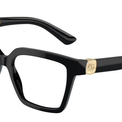 DOLCE & GABBANA DG3395 Square Eyeglasses  501-Black 53-145-16 - Color Map Black