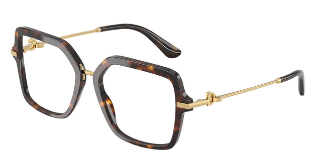 DOLCE & GABBANA DG3396 Square Eyeglasses  502-Havana 55-140-18 - Color Map Tortoise