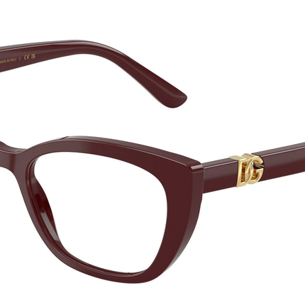 DOLCE & GABBANA DG3398 Cat Eye Eyeglasses  3091-Bordeaux 54-145-18 - Color Map Red