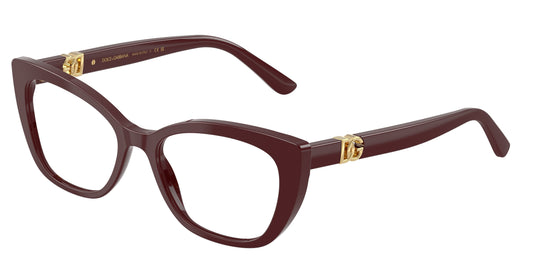 DOLCE & GABBANA DG3398 Cat Eye Eyeglasses  3091-Bordeaux 54-145-18 - Color Map Red