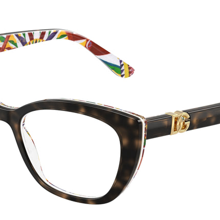 DOLCE & GABBANA DG3398 Cat Eye Eyeglasses  3217-Havana On White Barrow 54-145-18 - Color Map Tortoise