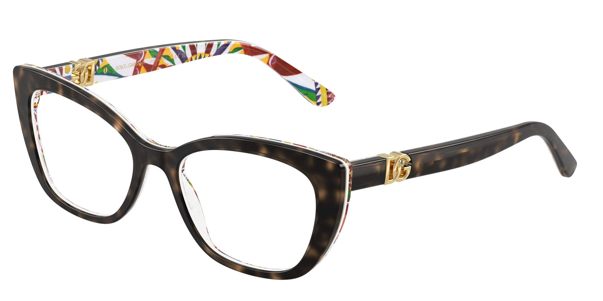 DOLCE & GABBANA DG3398 Cat Eye Eyeglasses  3217-Havana On White Barrow 54-145-18 - Color Map Tortoise