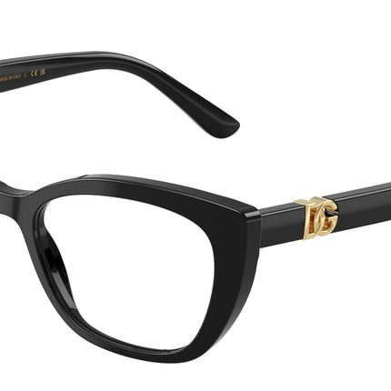 DOLCE & GABBANA DG3398 Cat Eye Eyeglasses  501-Black 54-145-18 - Color Map Black