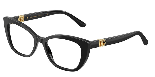 DOLCE & GABBANA DG3398 Cat Eye Eyeglasses  501-Black 54-145-18 - Color Map Black