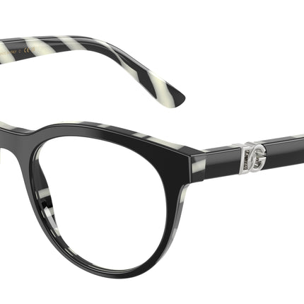 DOLCE & GABBANA DG3399 Phantos Eyeglasses  3372-Black On Zebra 52-145-20 - Color Map Black