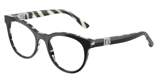 DOLCE & GABBANA DG3399 Phantos Eyeglasses  3372-Black On Zebra 52-145-20 - Color Map Black