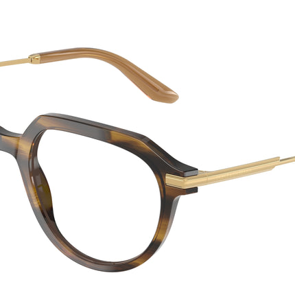DOLCE & GABBANA DG3402 Phantos Eyeglasses  3446-Striped Ochre 52-145-20 - Color Map Brown