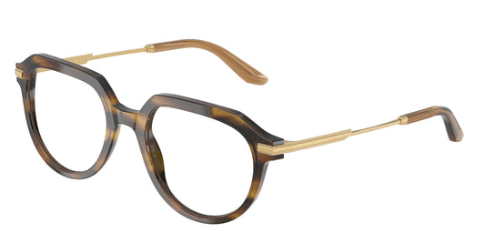 DOLCE & GABBANA DG3402 Phantos Eyeglasses  3446-Striped Ochre 52-145-20 - Color Map Brown