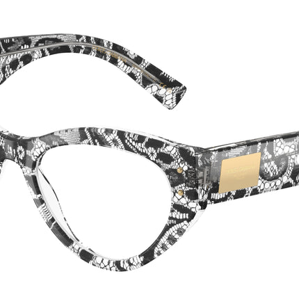 DOLCE & GABBANA DG3403 Cat Eye Eyeglasses  3287-Black Lace 54-140-18 - Color Map Black