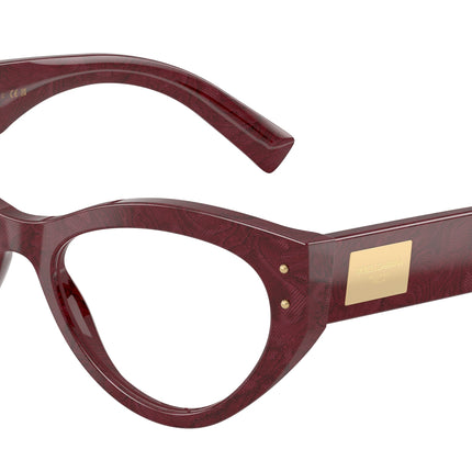 DOLCE & GABBANA DG3403 Cat Eye Eyeglasses  3442-Bordeaux Lace 54-140-18 - Color Map Multicolor