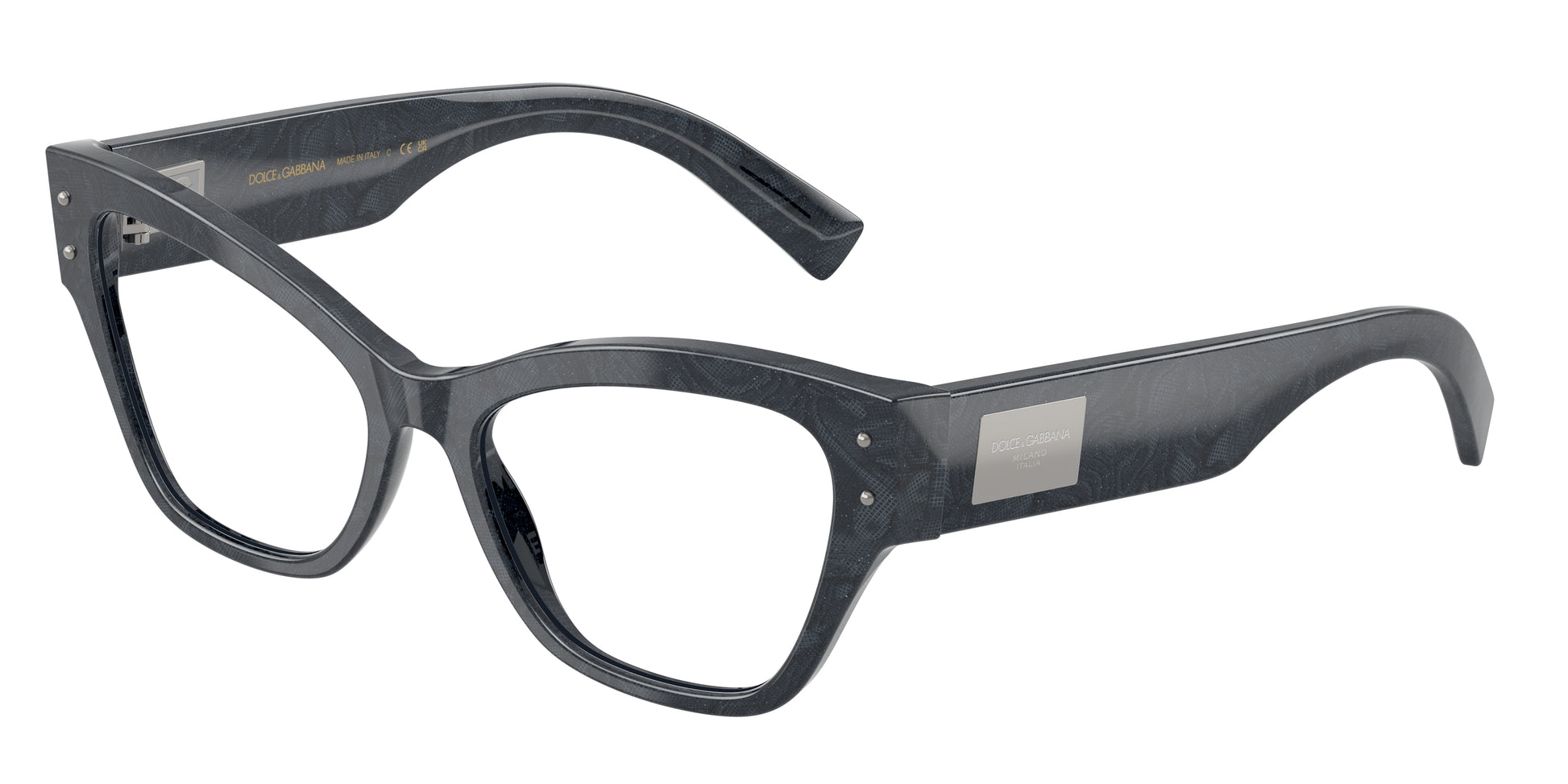 DOLCE & GABBANA DG3404F Butterfly Eyeglasses  3441-Grey Lace 54-140-17 - Color Map Multicolor