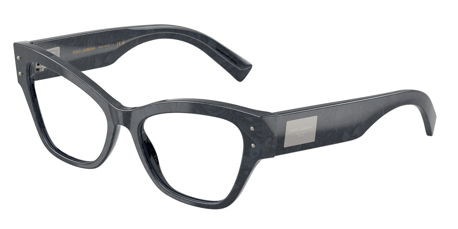DOLCE & GABBANA DG3404 Butterfly Eyeglasses  3441-Grey Lace 54-140-17 - Color Map Multicolor