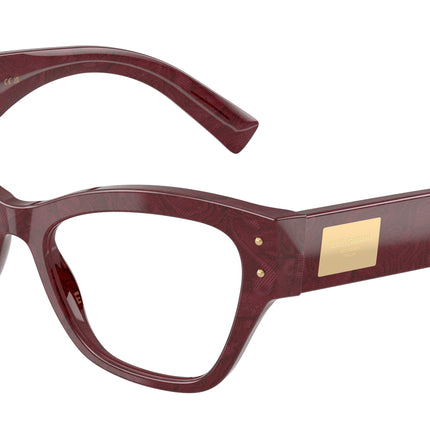 DOLCE & GABBANA DG3404 Butterfly Eyeglasses  3442-Bordeaux Lace 54-140-17 - Color Map Multicolor