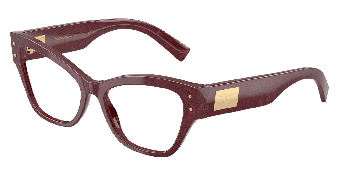 DOLCE & GABBANA DG3404 Butterfly Eyeglasses  3442-Bordeaux Lace 54-140-17 - Color Map Multicolor