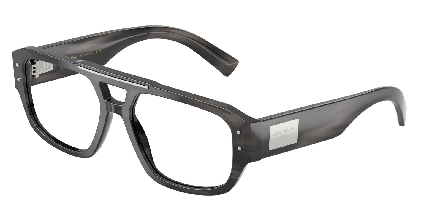 DOLCE & GABBANA DG3406 Pilot Eyeglasses  3440-Striped Grey 56-140-17 - Color Map Grey
