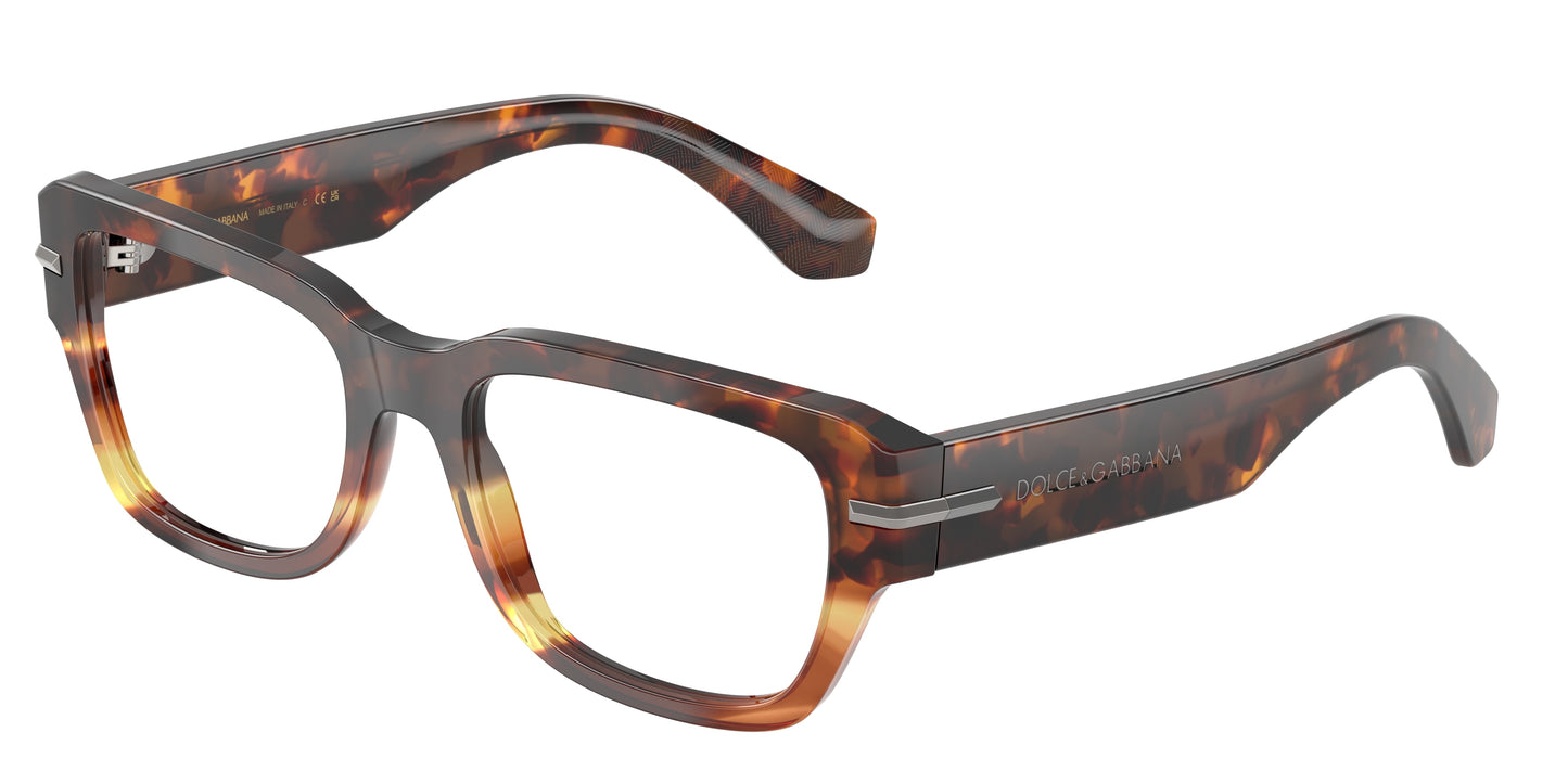 DOLCE & GABBANA DG3408 Square Eyeglasses  3438-Havana Warm Brown 54-145-19 - Color Map Brown