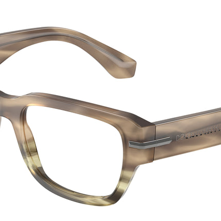 DOLCE & GABBANA DG3408 Square Eyeglasses  3439-Havana Green 54-145-19 - Color Map Brown