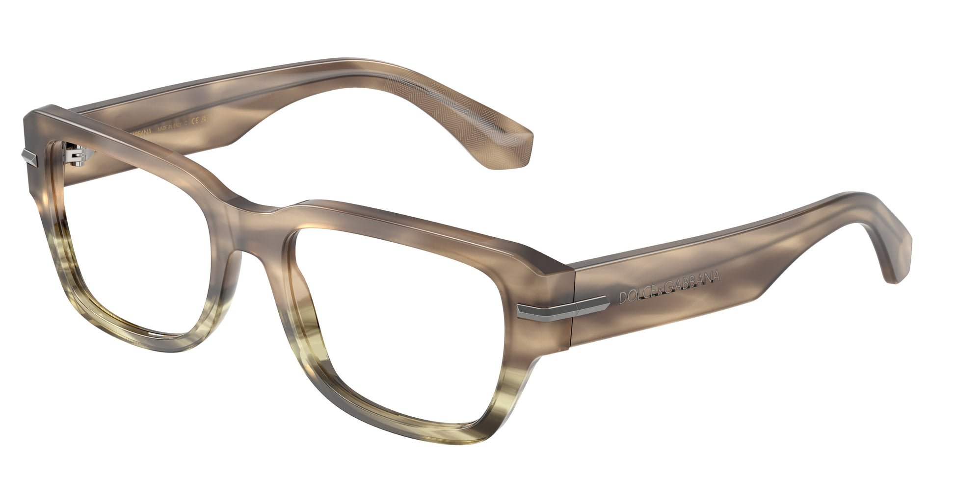 DOLCE & GABBANA DG3408 Square Eyeglasses  3439-Havana Green 54-145-19 - Color Map Brown