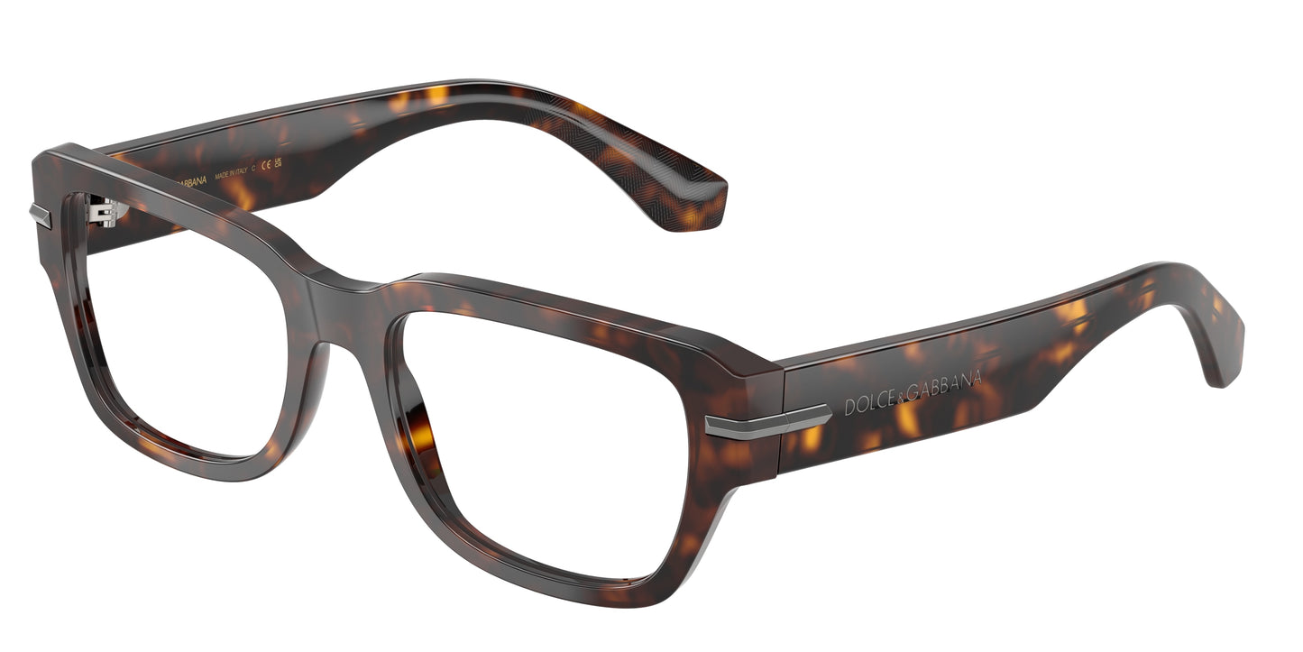 DOLCE & GABBANA DG3408 Square Eyeglasses  502-Havana 54-145-19 - Color Map Tortoise