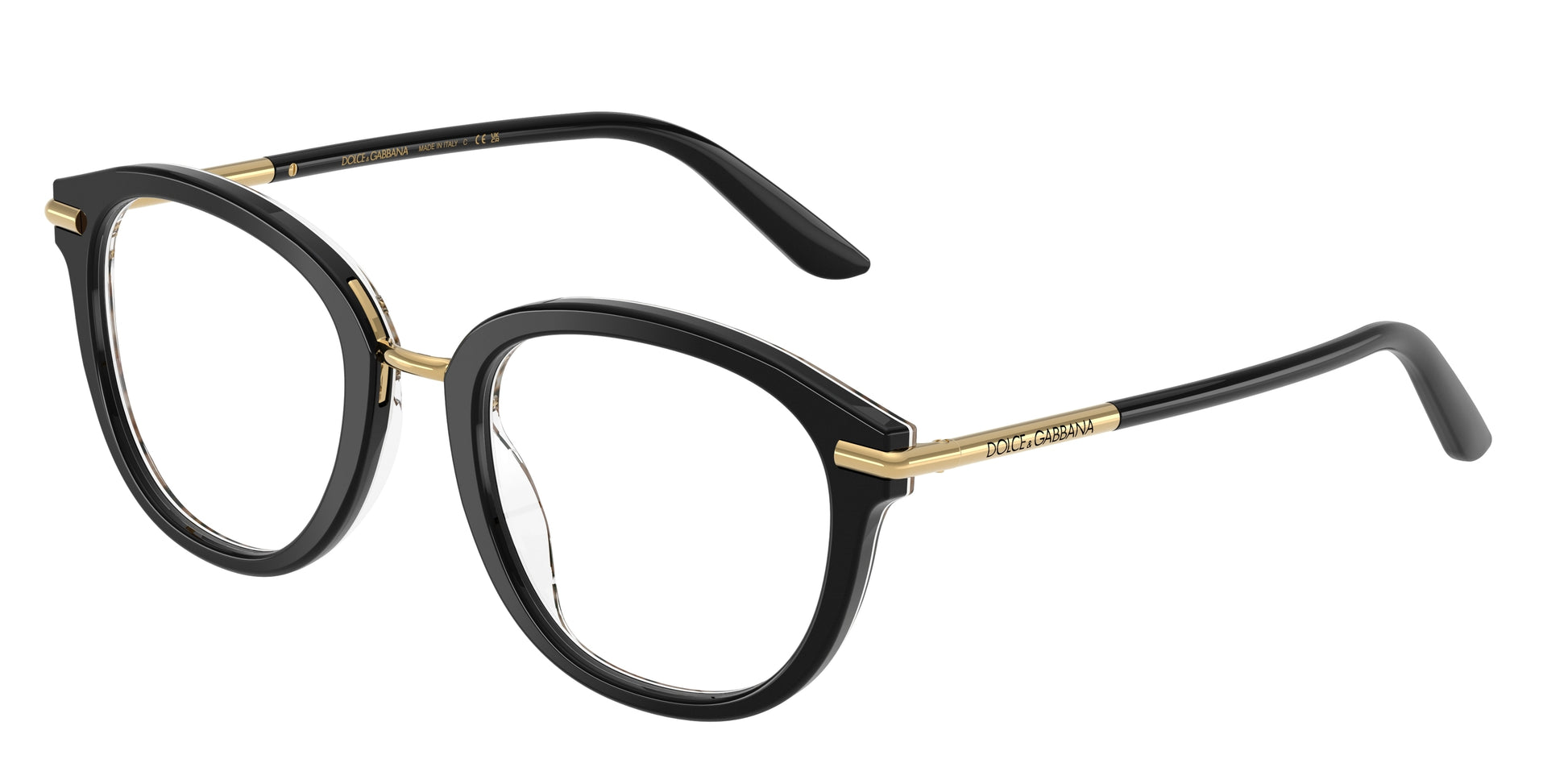 DOLCE & GABBANA DG3410 Phantos Eyeglasses  3299-Top Black On Leo 52-145-21 - Color Map Black