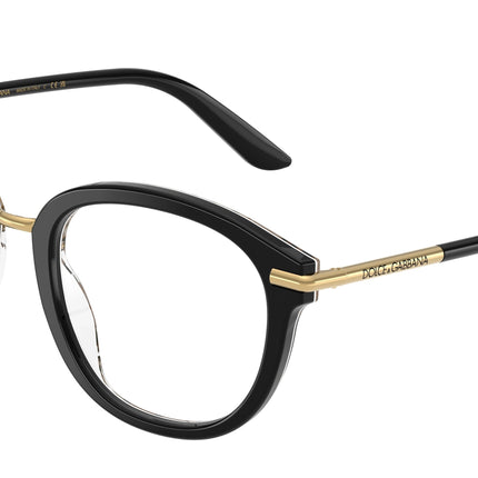 DOLCE & GABBANA DG3410 Phantos Eyeglasses  3299-Top Black On Leo 52-145-21 - Color Map Black
