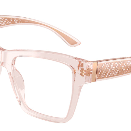 DOLCE & GABBANA DG3411 Square Eyeglasses  3148-Transparent Rose 54-145-18 - Color Map Pink