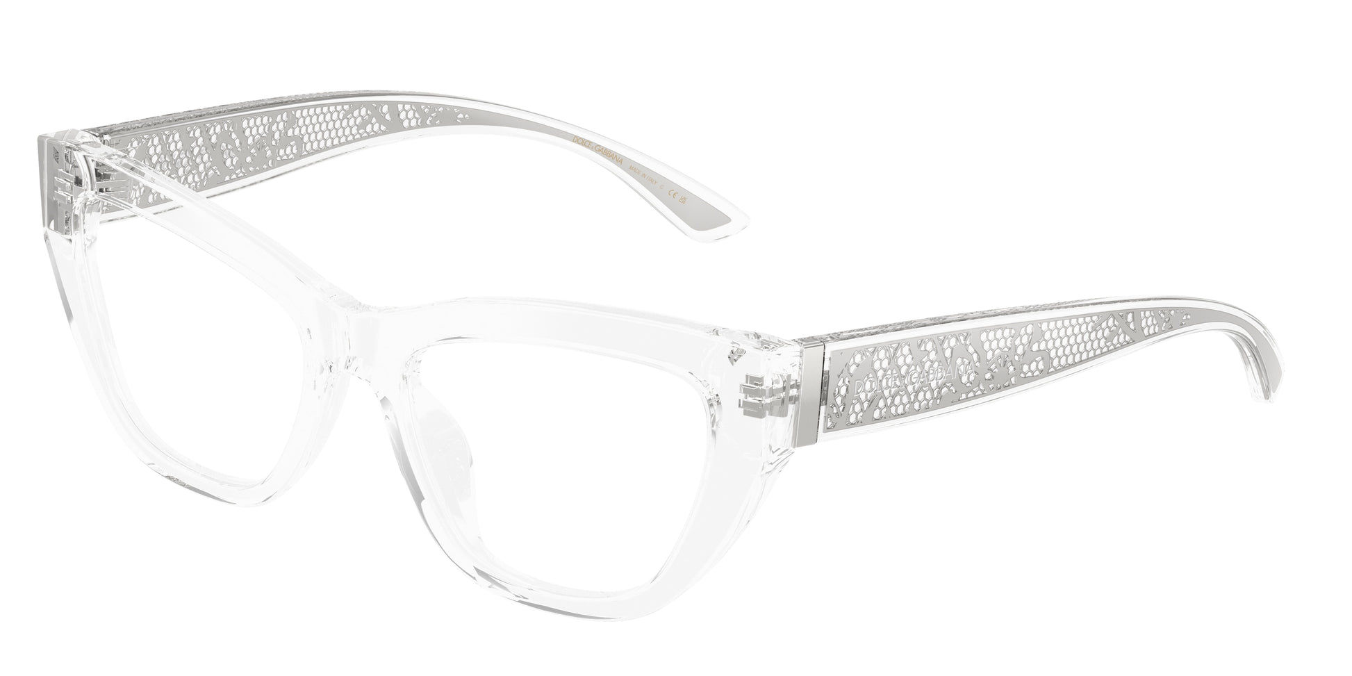 DOLCE & GABBANA DG3412 Cat Eye Eyeglasses  3133-Crystal 53-145-18 - Color Map Transparent