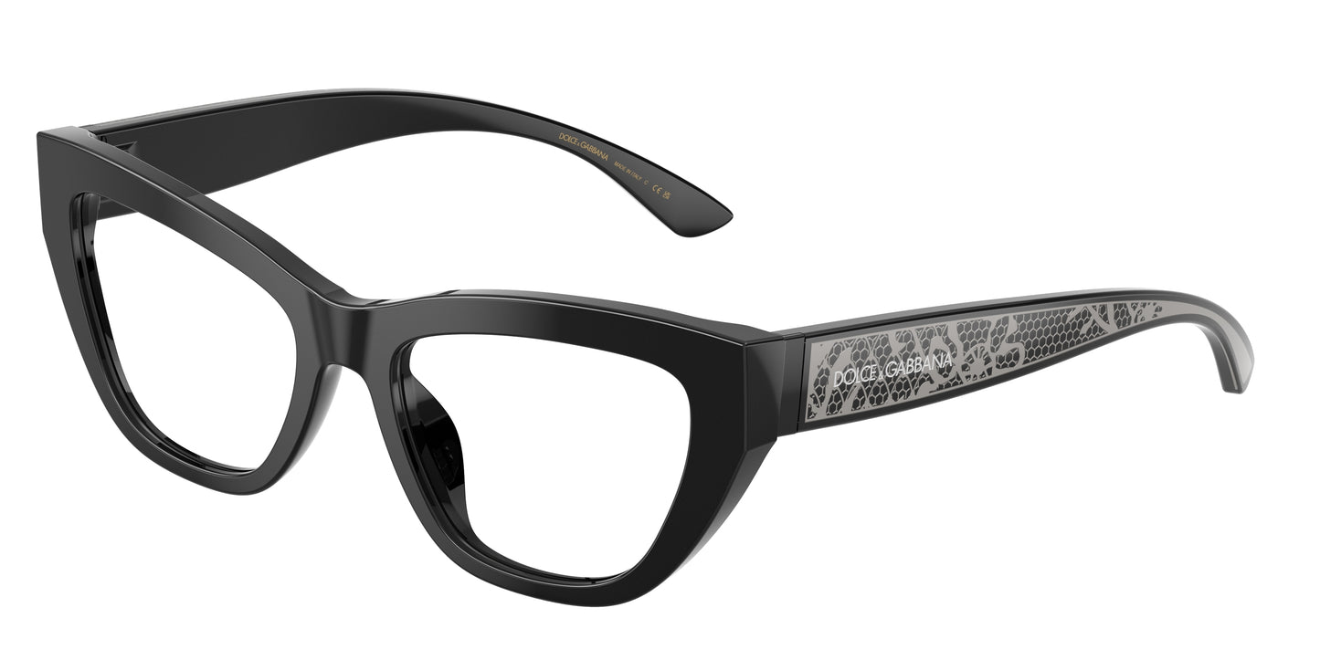 DOLCE & GABBANA DG3412 Cat Eye Eyeglasses  501-Black 53-145-18 - Color Map Black