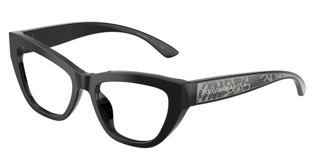 DOLCE & GABBANA DG3412 Cat Eye Eyeglasses  501-Black 53-145-18 - Color Map Black