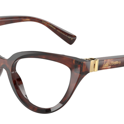 DOLCE & GABBANA DG3414 Cat Eye Eyeglasses  3222-Dark Red Havana 54-140-18 - Color Map Red