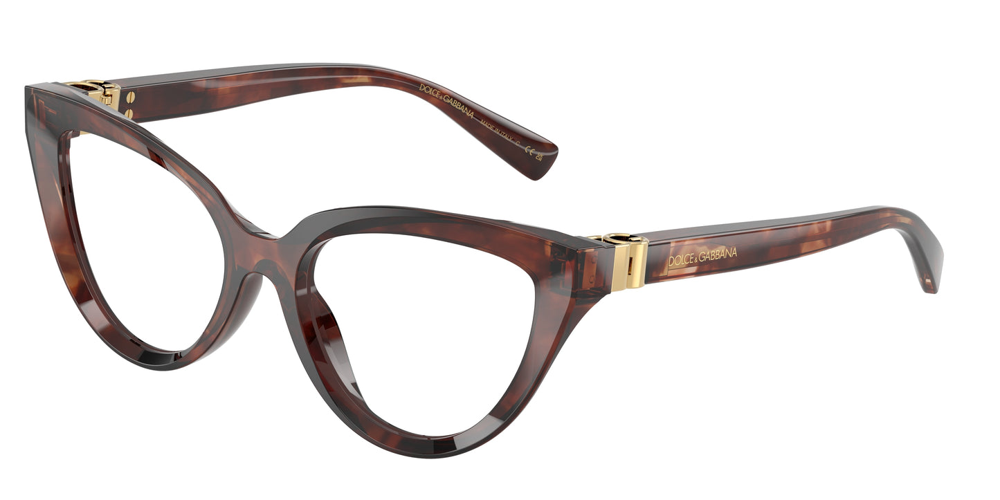 DOLCE & GABBANA DG3414 Cat Eye Eyeglasses  3222-Dark Red Havana 54-140-18 - Color Map Red