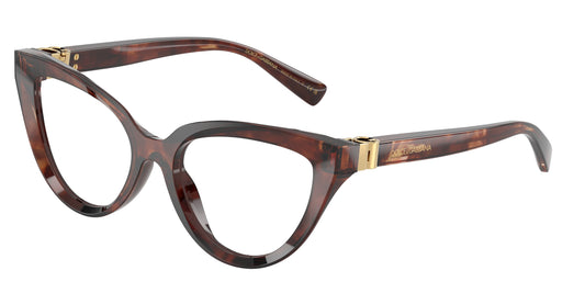 DOLCE & GABBANA DG3414 Cat Eye Eyeglasses  3222-Dark Red Havana 54-140-18 - Color Map Red