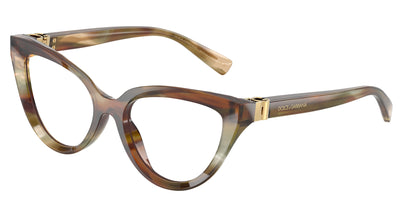 DOLCE & GABBANA DG3414 Cat Eye Eyeglasses  3446-Striped Ochre 54-140-18 - Color Map Brown