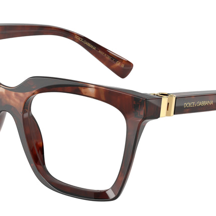 DOLCE & GABBANA DG3417 Square Eyeglasses  3222-Dark Red Havana 54-140-20 - Color Map Red