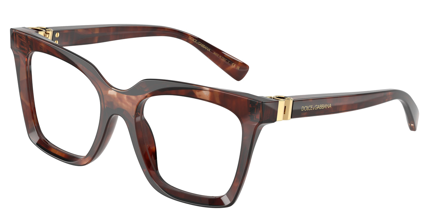 DOLCE & GABBANA DG3417 Square Eyeglasses  3222-Dark Red Havana 54-140-20 - Color Map Red
