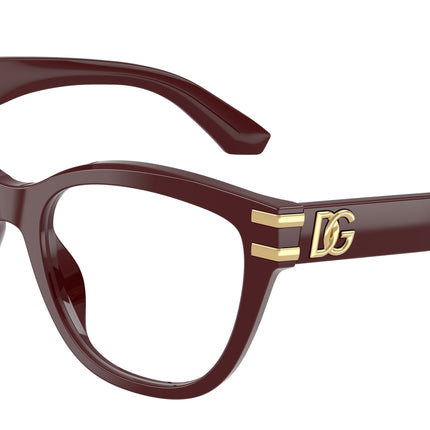 DOLCE & GABBANA DG3418 Butterfly Eyeglasses  3091-Bordeaux 55-145-19 - Color Map Red